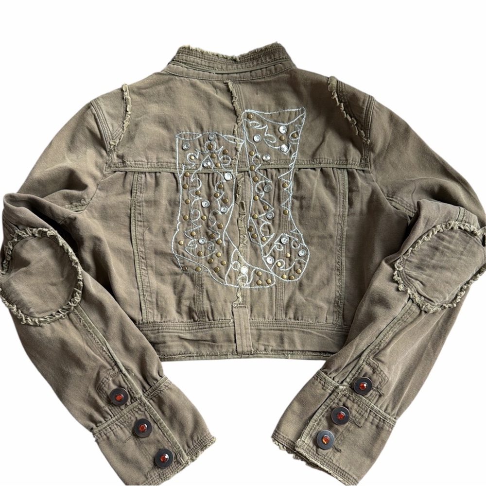 Y2K RARE banana USA cropped cargo jacket with embellishments and boots design